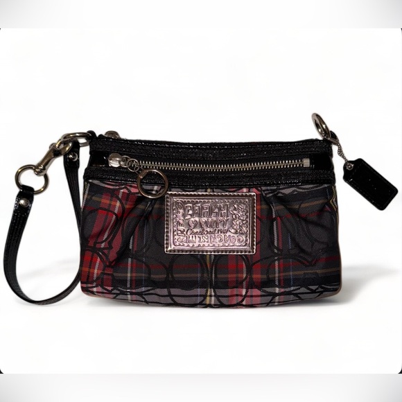 Coach Poppy RARE Plaid Sparkly Convertible Mini Bag/Clutch/Wristlet LIKE NEW - Picture 5 of 13